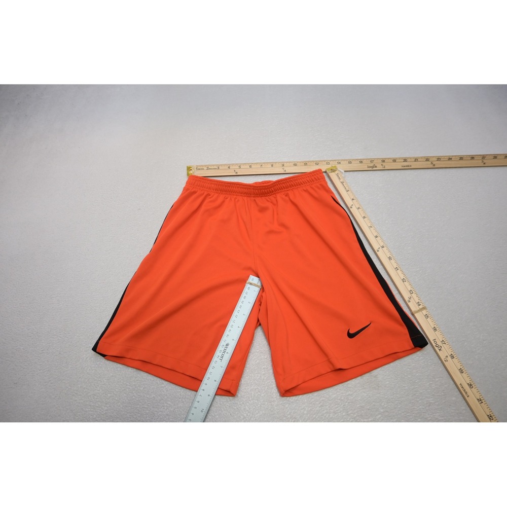 Nike Dri-FIT Gym‎ Shorts Mens Medium Orange Black Stripe Slim Fit Excellent